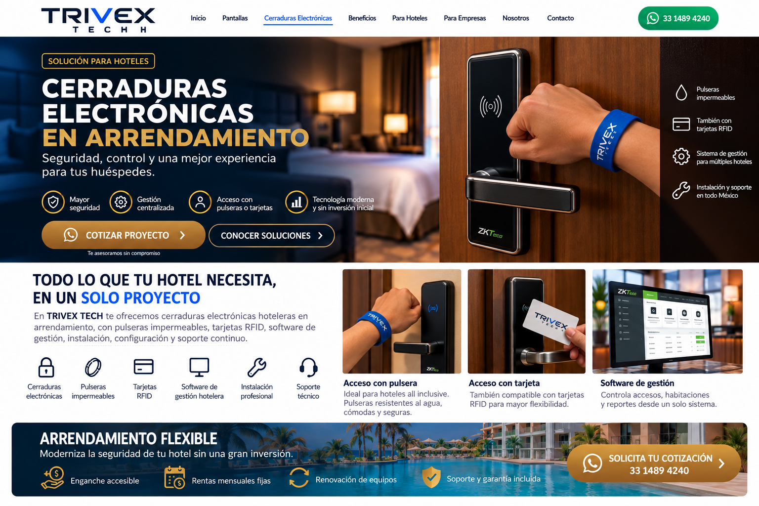 Cerraduras electrónicas para hoteles con pulseras RFID TRIVEX TECH